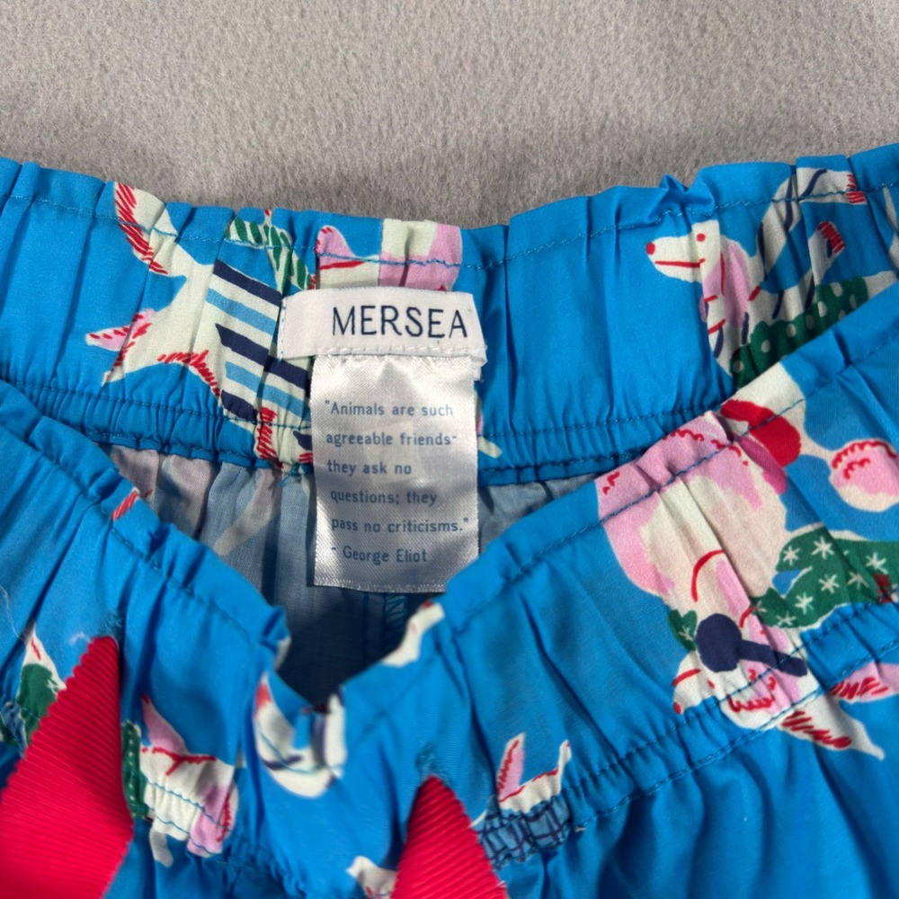 Mersea Blue Cotton Dog Print Pajama Pants XS Holiday Winter Dogs Lounge Wide Leg - Picture 2 of 12